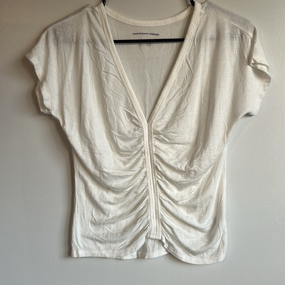 White Ruched Top American Eagle XS